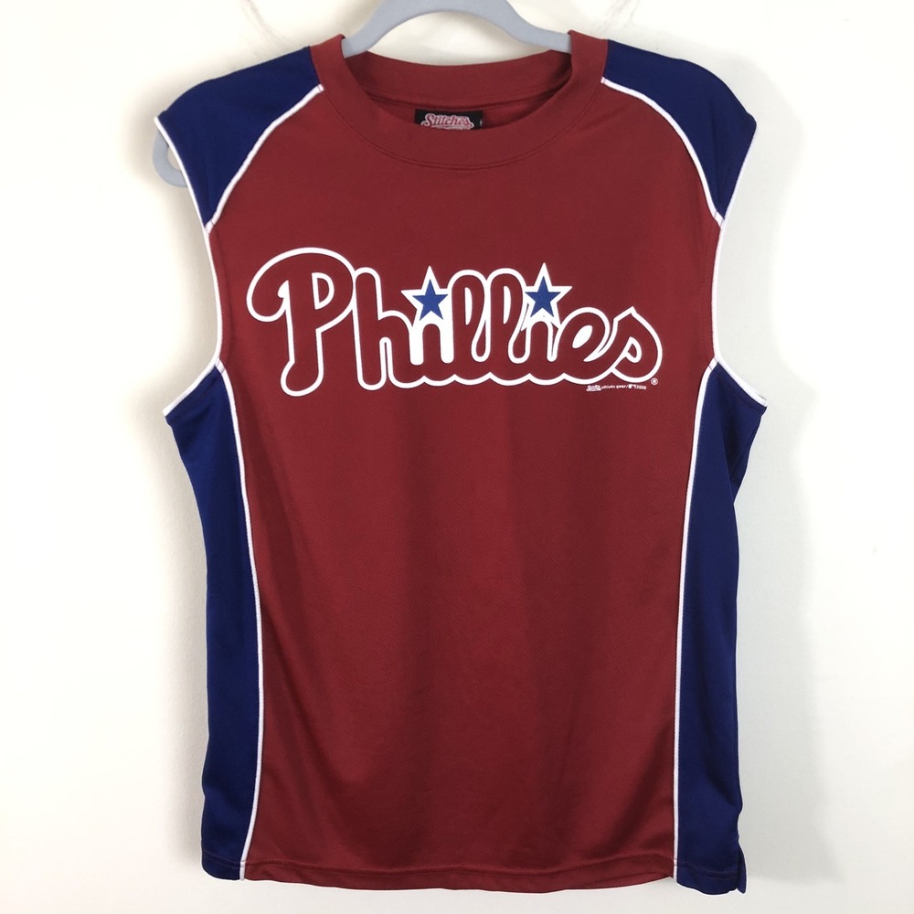 Philadelphia Phillies Stitches MLB  Sleeveless Shirt Sz S Red Blue Baseball